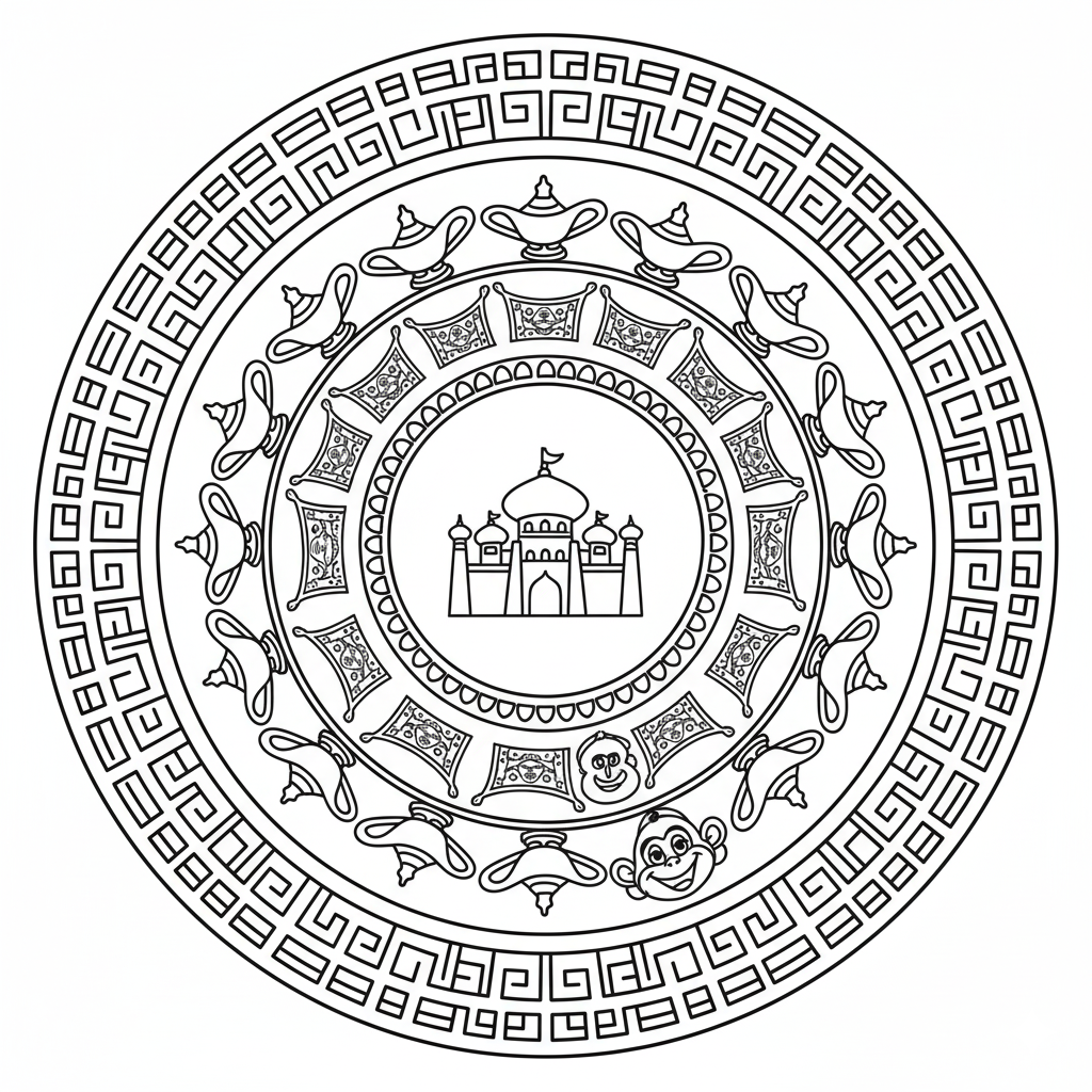 Coloriage Mandala: Disney Aladdin Mandalas