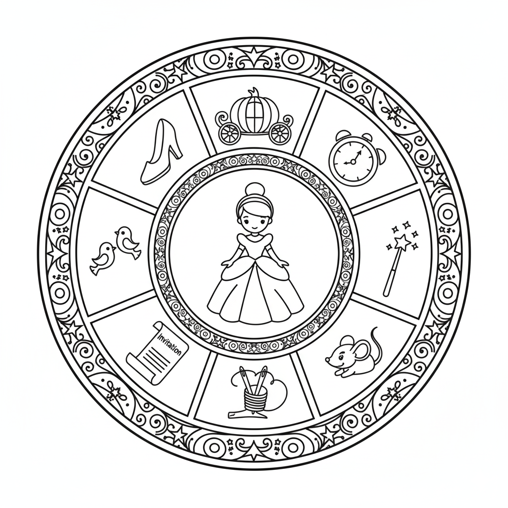 Coloriage Mandala: Disney Cendrillon Mandalas