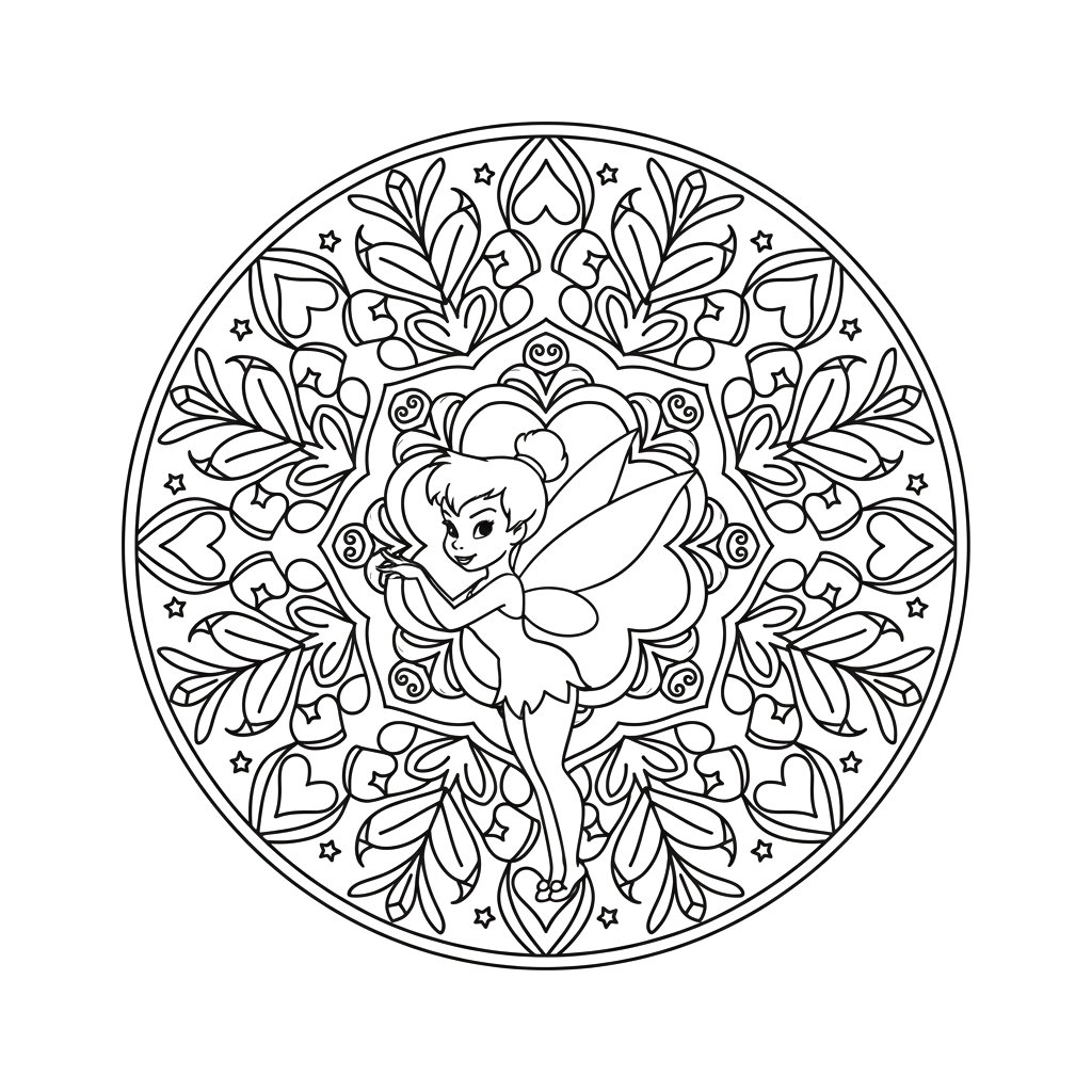 Coloriage Mandala: Disney Fée Clochette Mandalas