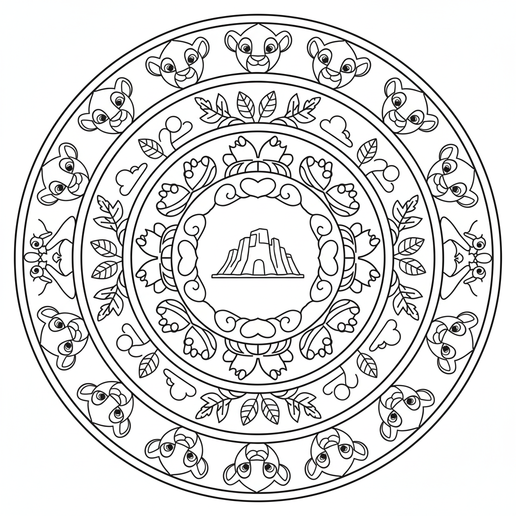 Coloriage Mandala: Disney Le Roi Lion Mandalas