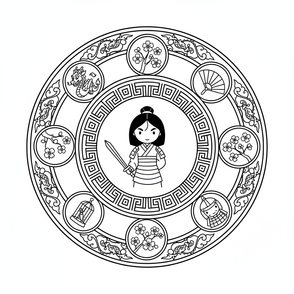 Coloriage Mandala: Disney Mulan Mandalas