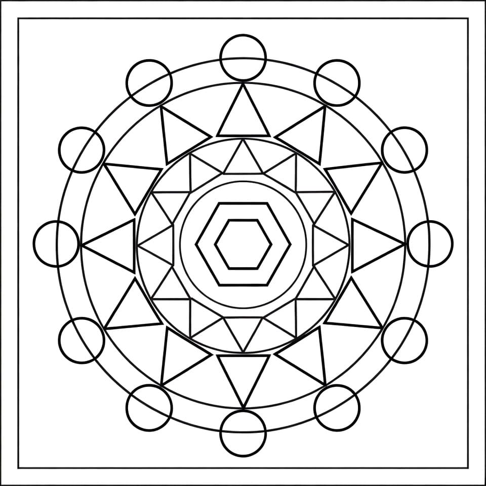 Coloriage Mandala: Géométrie facile pour les enfants Mandalas