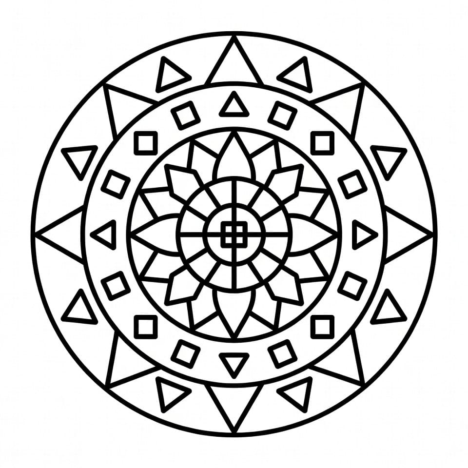 Coloriage Mandala: Géométrie facile Mandalas