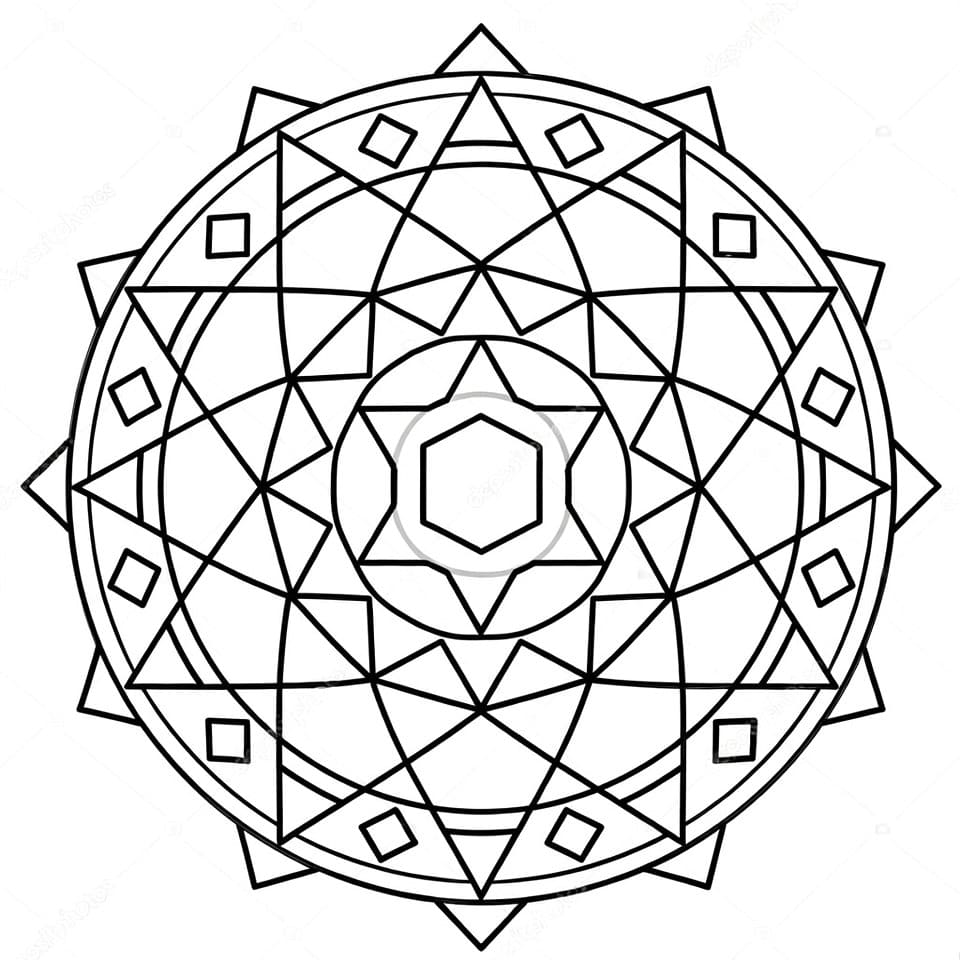 Coloriage Mandala: Géométrie pour adultes Mandalas
