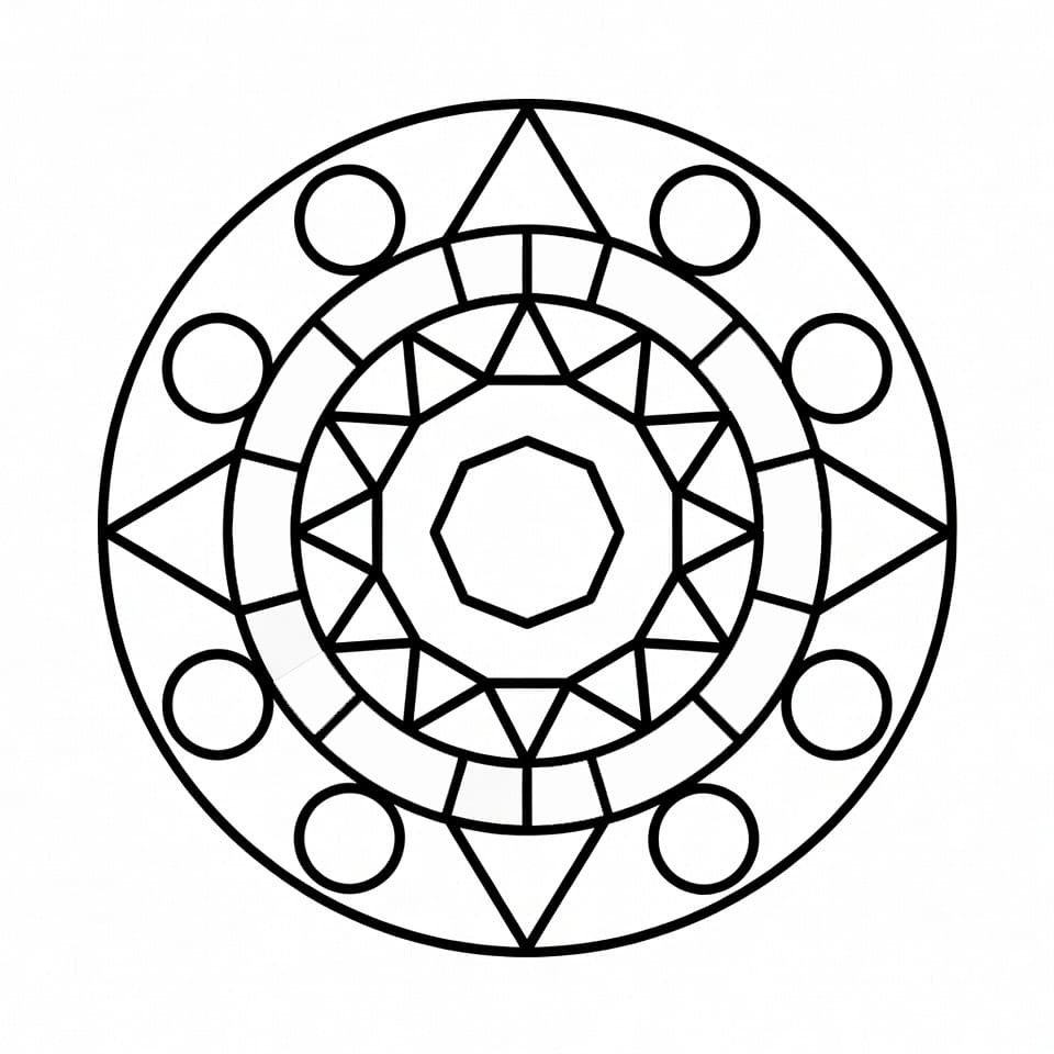 Coloriage Mandala: Géométrie pour enfants Mandalas