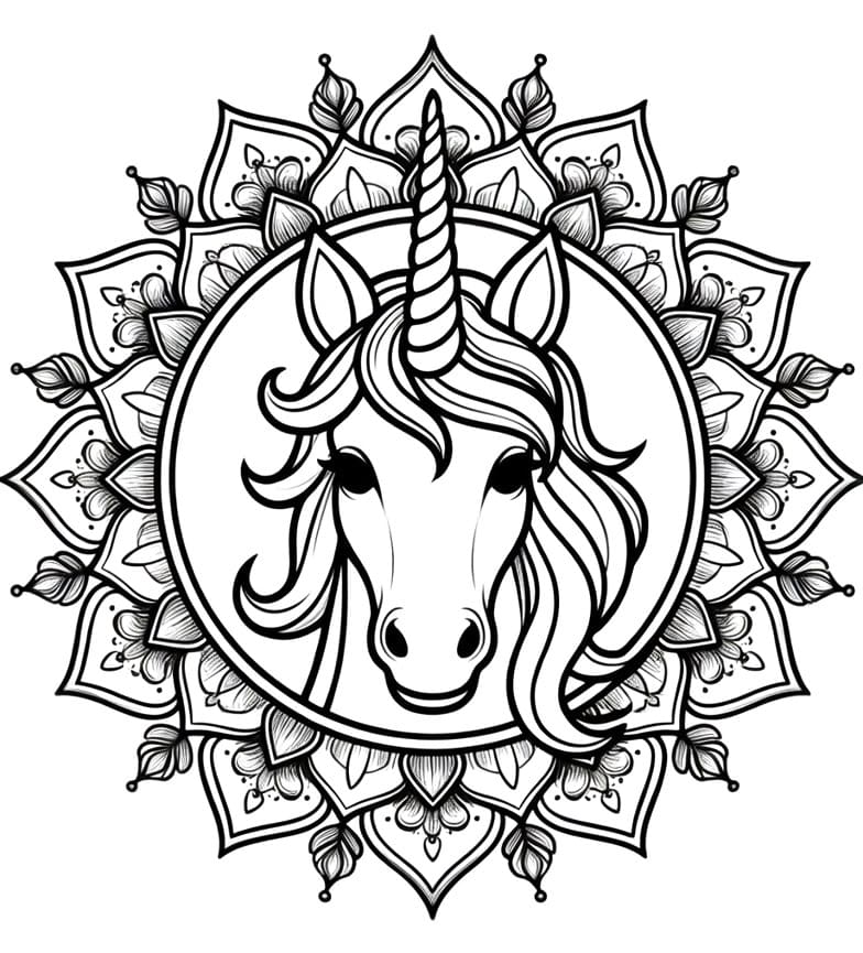 Coloriage Mandala: Licorne joli Mandalas