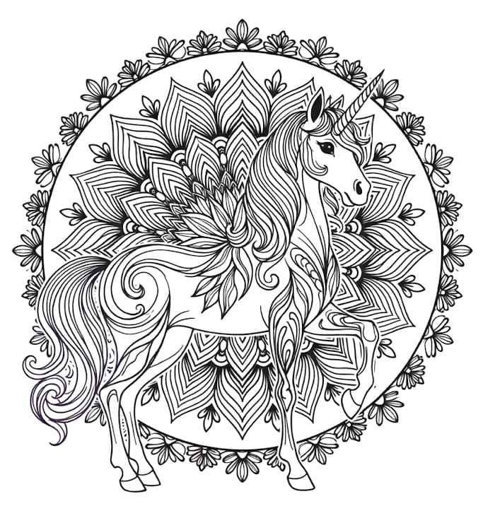 Coloriage Mandala Licorne Mandalas