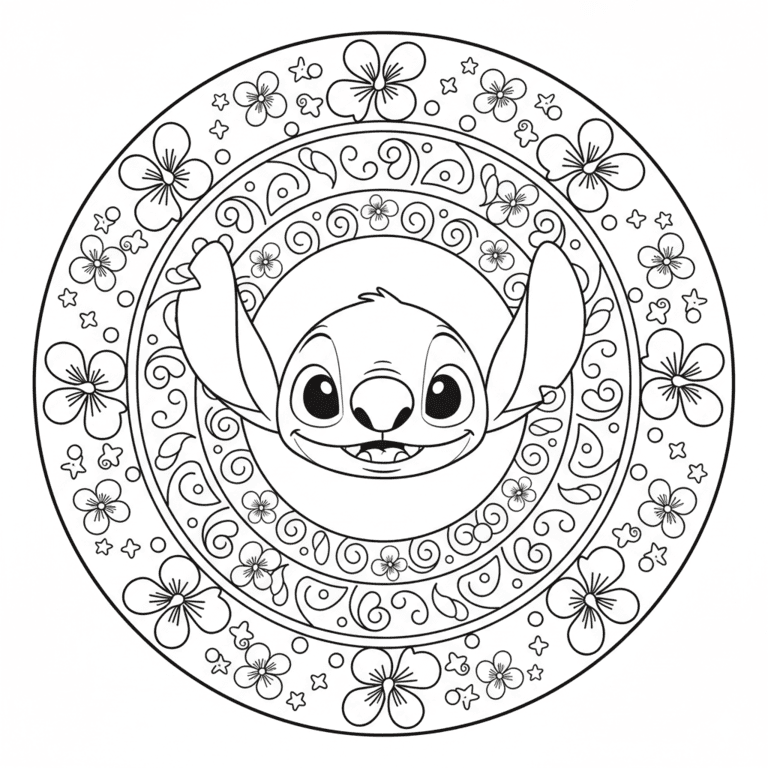 Coloriage Mandala: Stitch Adorable Mandalas