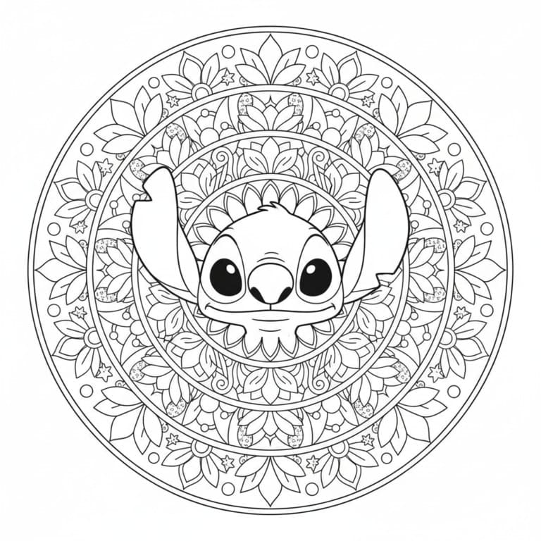 Coloriage Mandala: Stitch Dur Mandalas