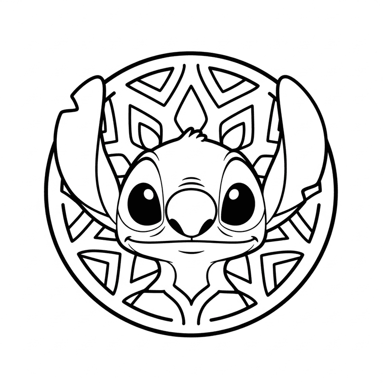 Coloriage Mandala: Stitch Facile Gratuit Mandalas