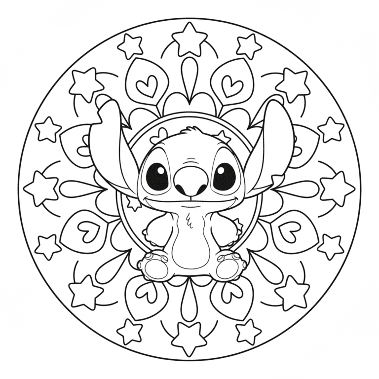 Coloriage Mandala: Stitch Kawaii Mandalas