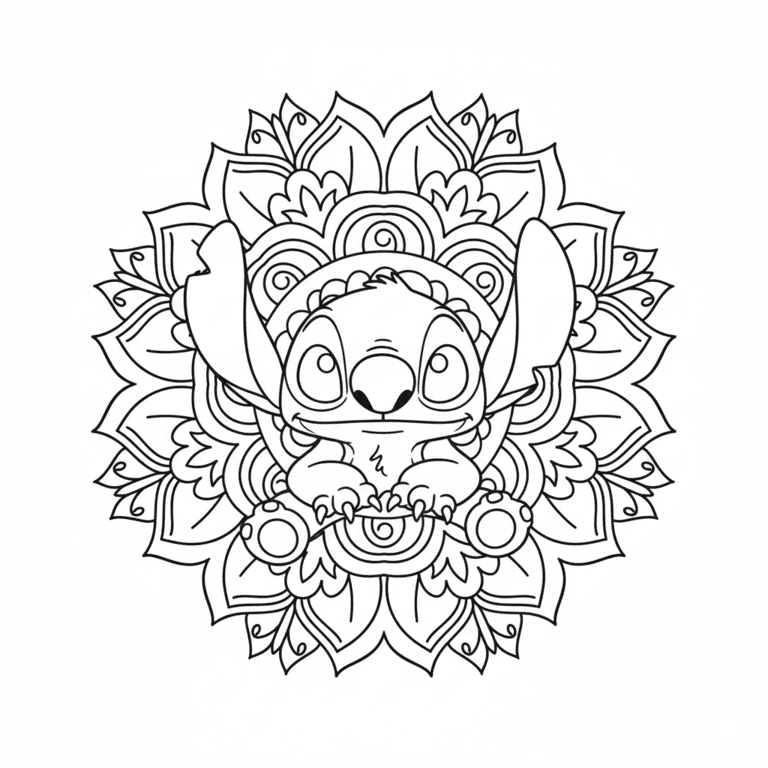 Coloriage Mandala: Stitch mignon Mandalas