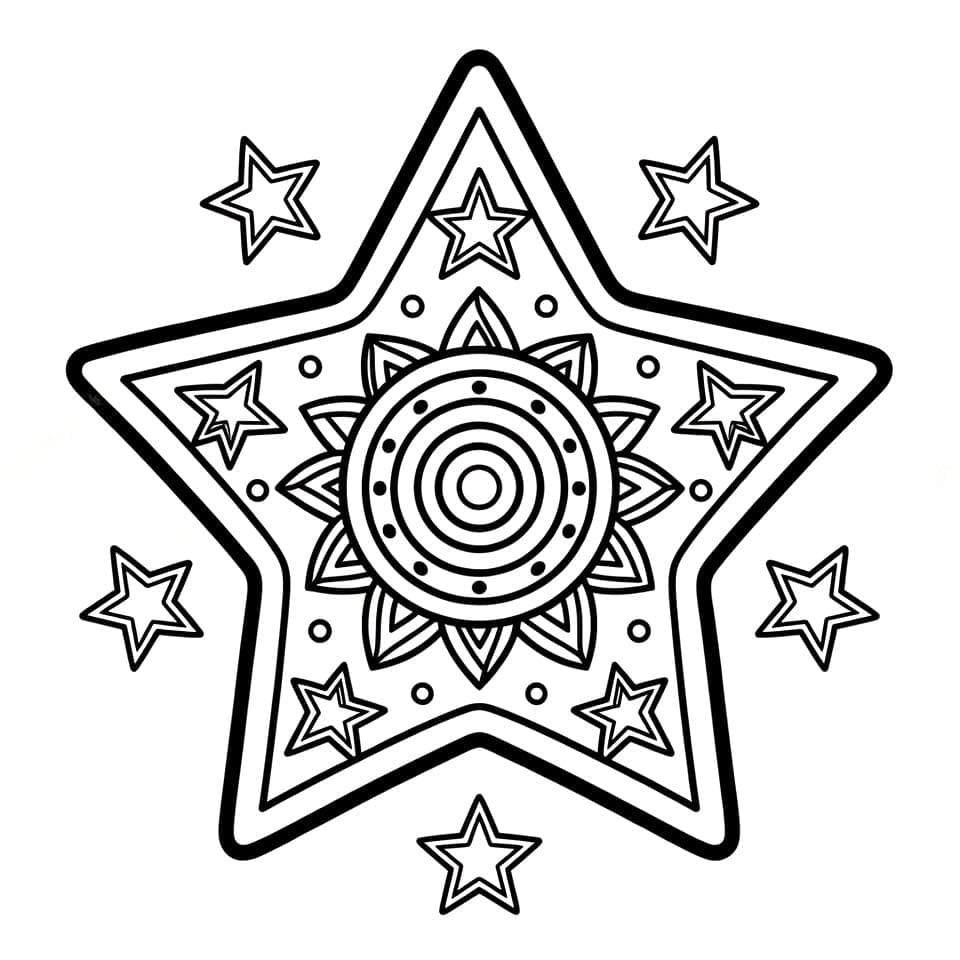 Coloriage Mandala: Adorable Étoiles Mandalas