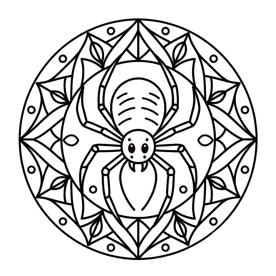 Coloriage Mandala: Araignée de base Mandalas