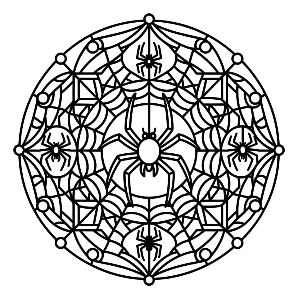 Coloriage Mandala: Araignée Dur Mandalas