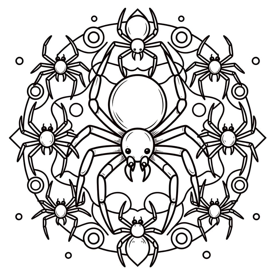 Coloriage Mandala: Araignée Géniale Mandalas