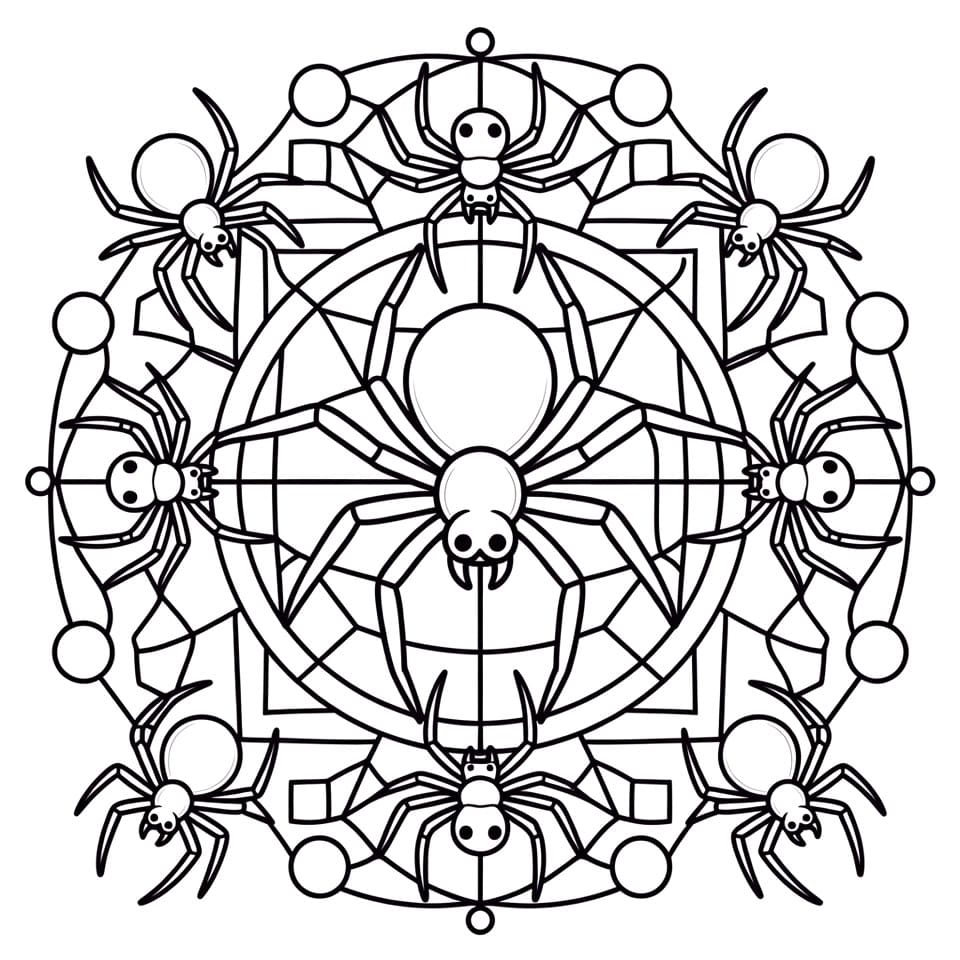 Coloriage Mandala: Araignée simple Mandalas