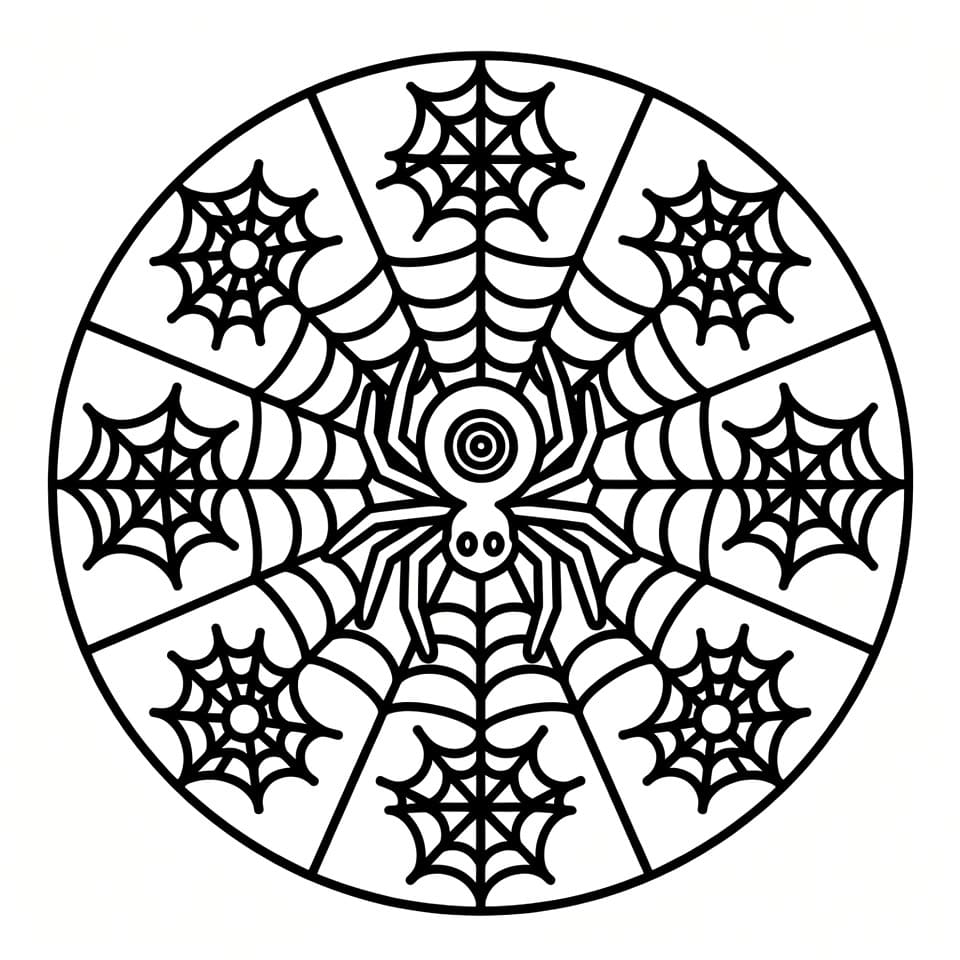 Coloriage Mandala: Araignées Facile Mandalas