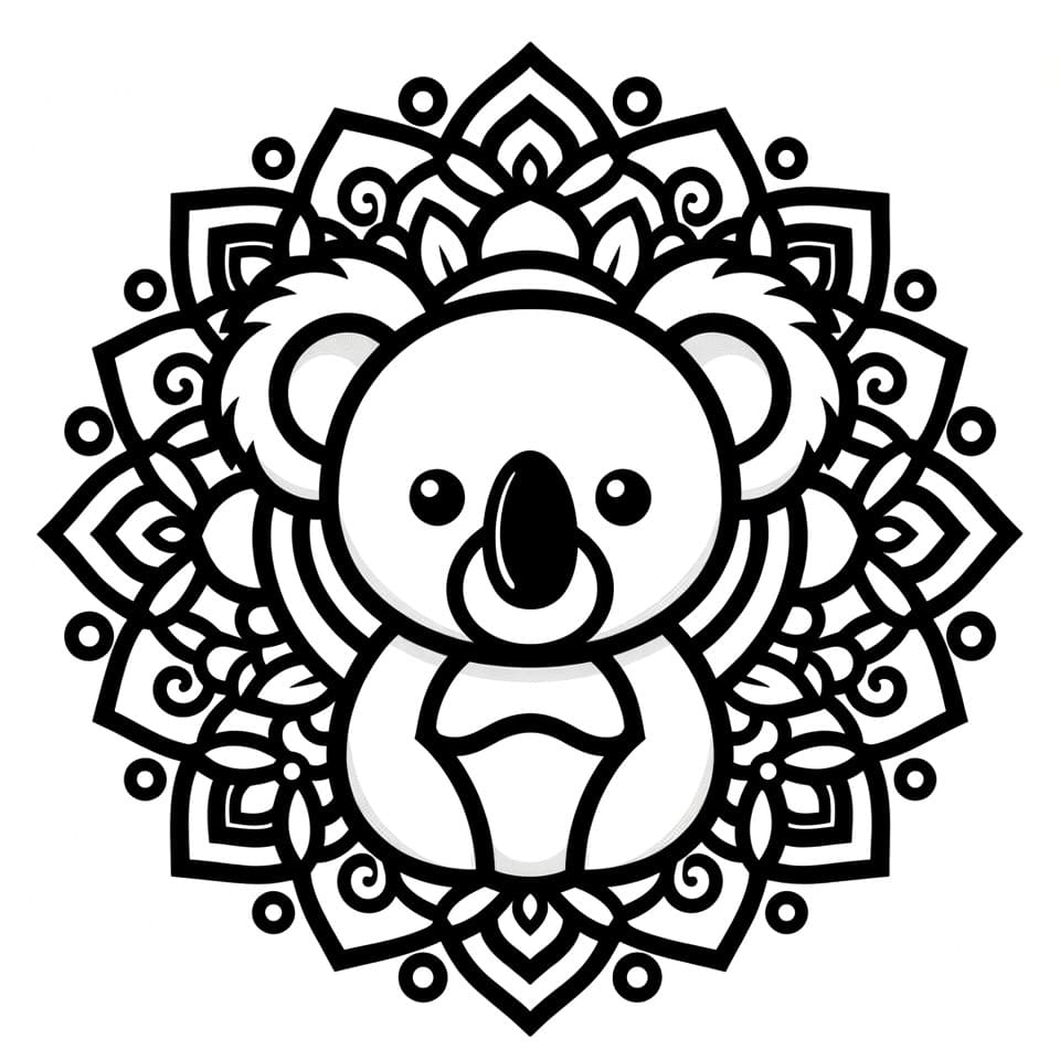 Coloriage Mandala: Bébé Koala Mandalas