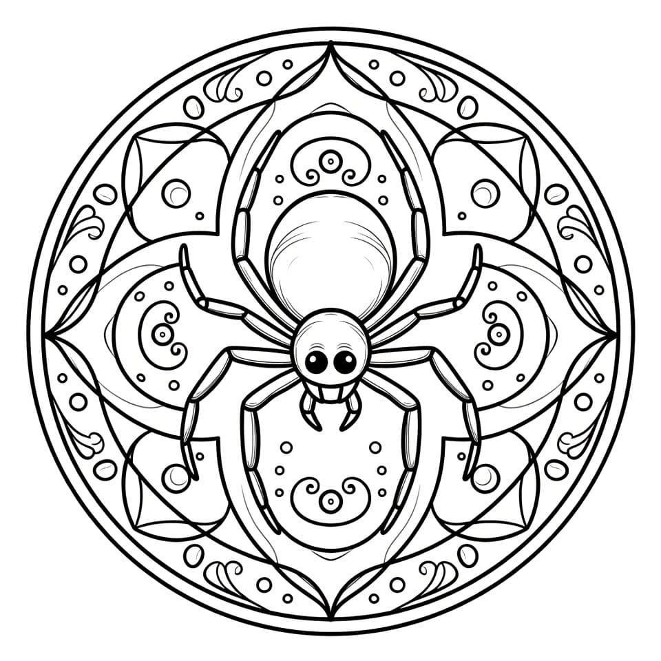 Coloriage Mandala: Belle Araignée Mandalas