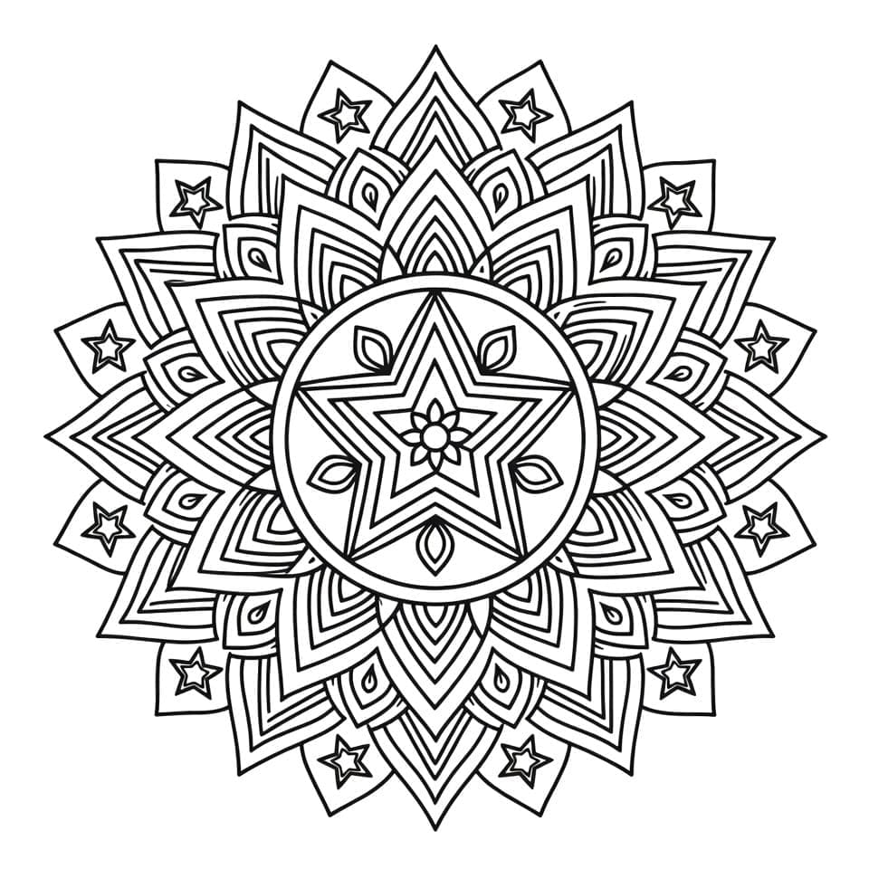 Coloriage Mandala: Belle Étoile Mandalas
