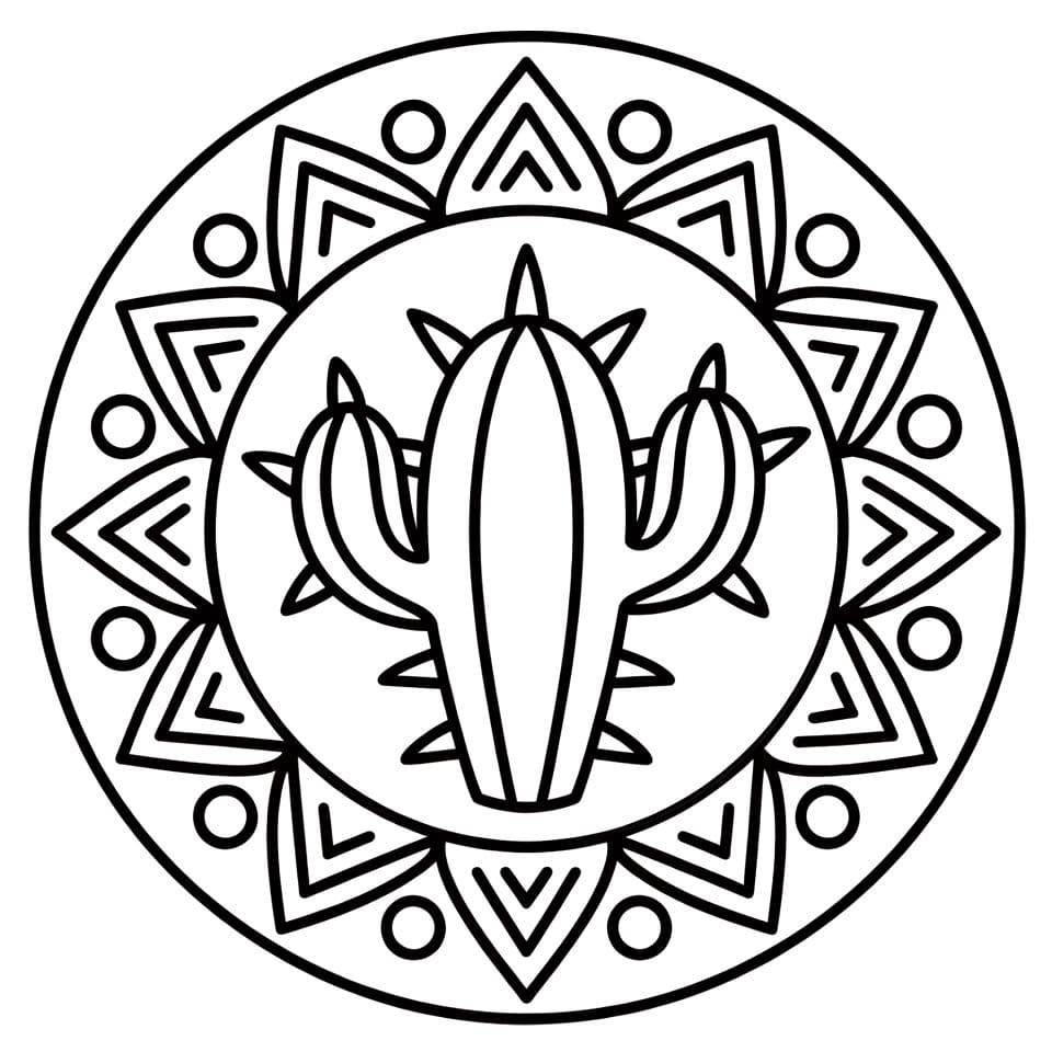 Coloriage Mandala: Cactus à épines Mandalas