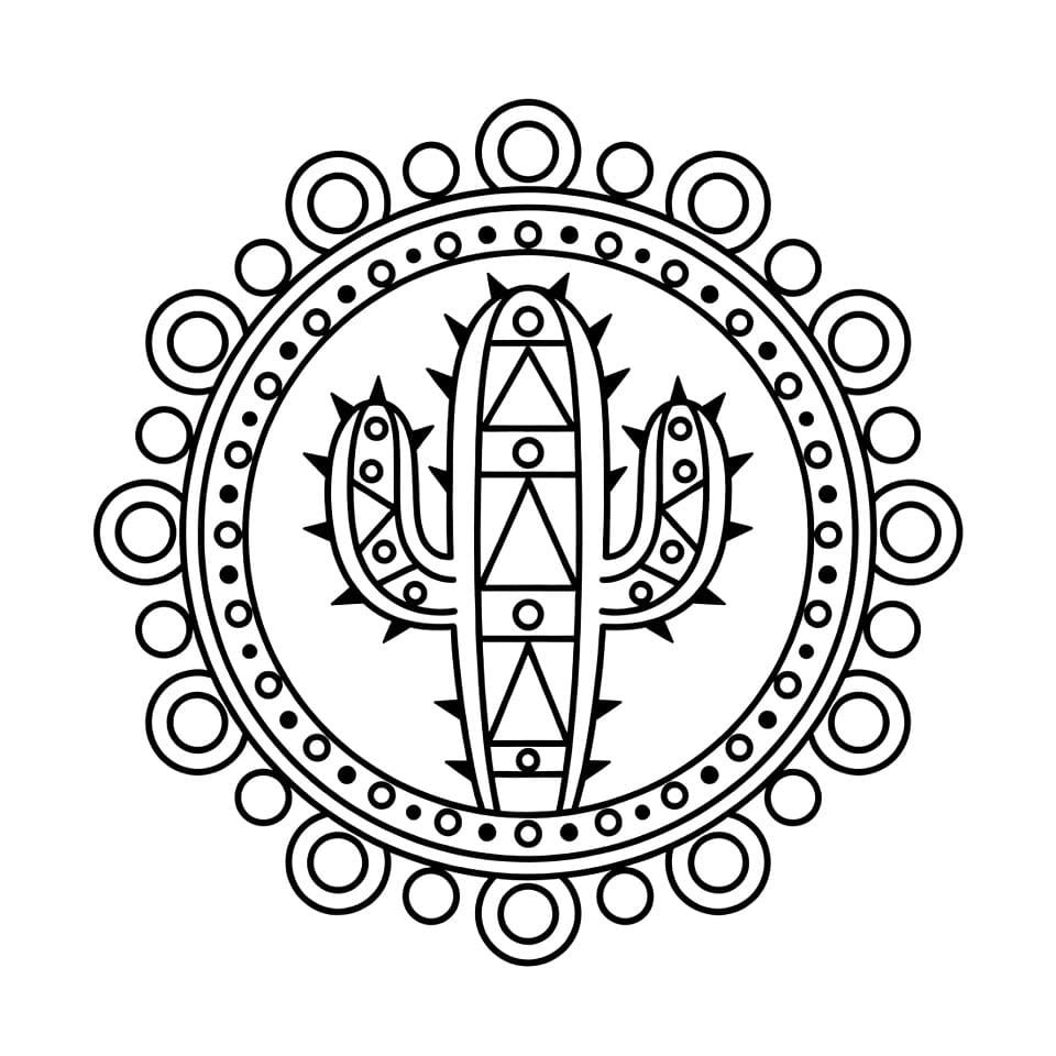 Coloriage Mandala: Cactus Abstrait Mandalas