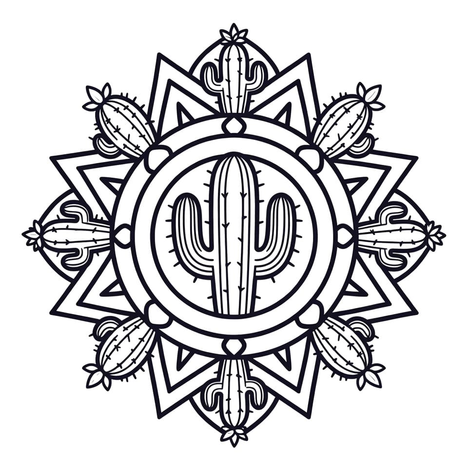 Coloriage Mandala: Cactus imprimable gratuit Mandalas