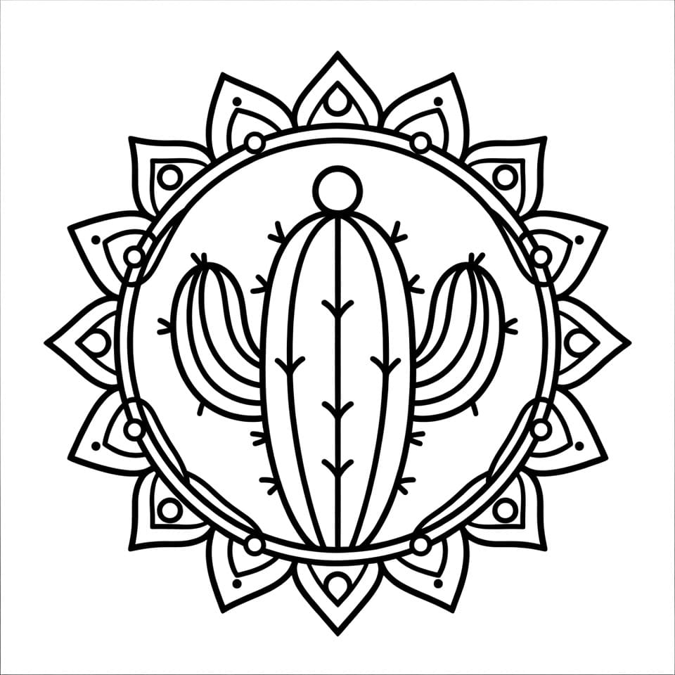Coloriage Mandala: Cactus Mignon Mandalas