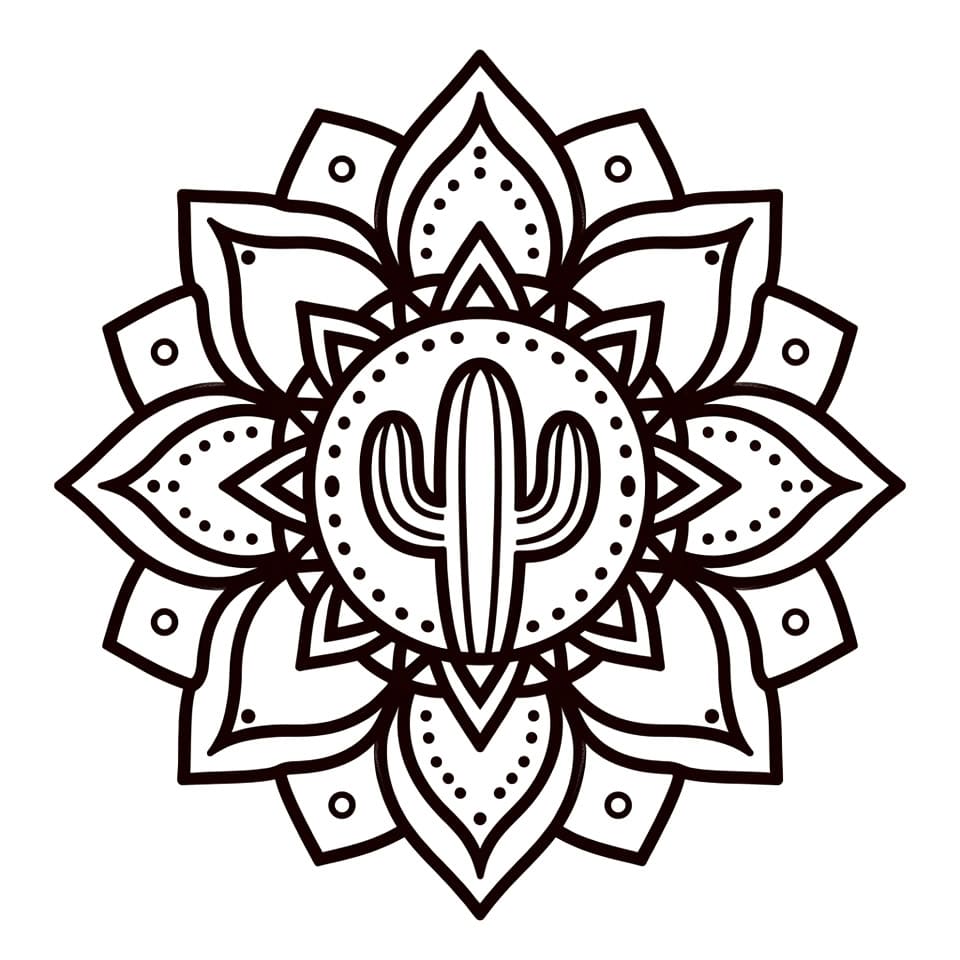 Coloriage Mandala: Cactus pour enfants Mandalas