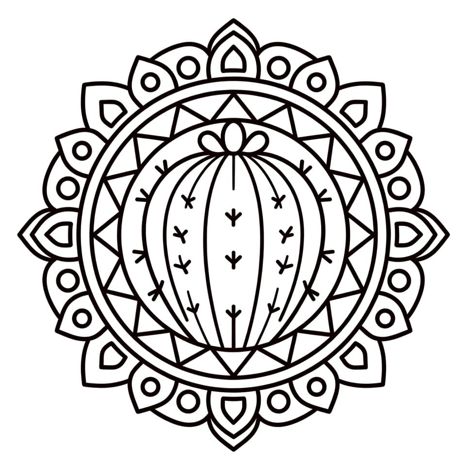 Coloriage Mandala: Cactus Rond Mandalas