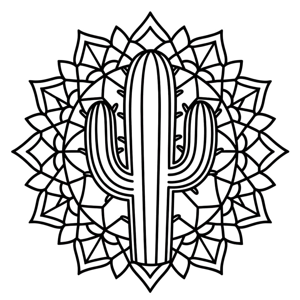 Coloriage Mandala: Cactus simple Mandalas