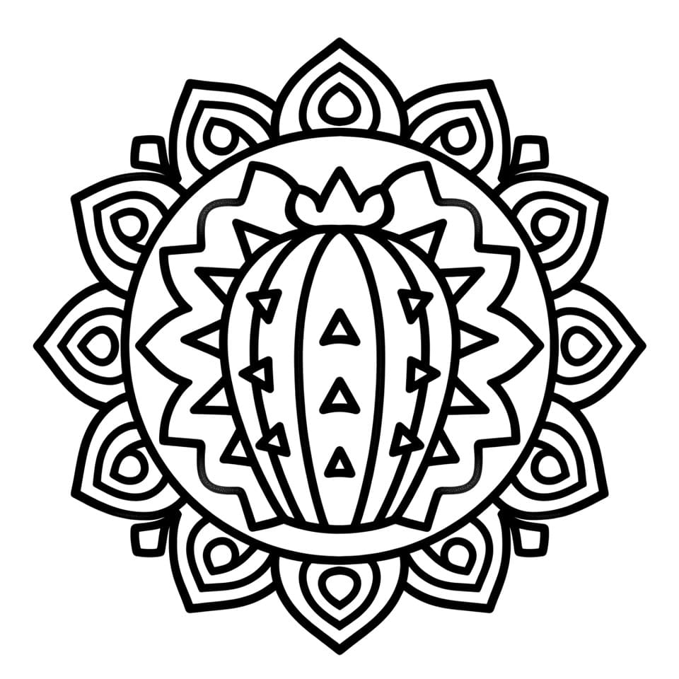 Coloriage Mandala: Cactus téléchargement gratuit Mandalas