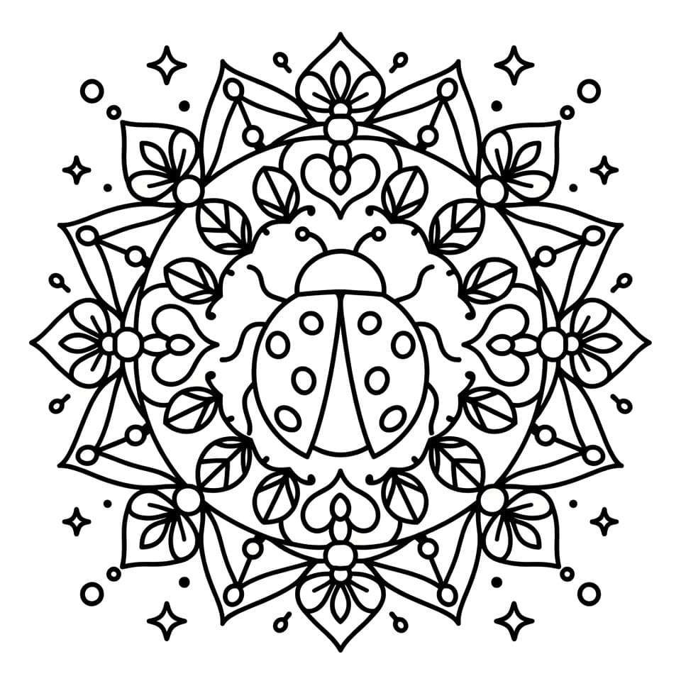 Coloriage Mandala: Coccinelle extraordinaire Mandalas