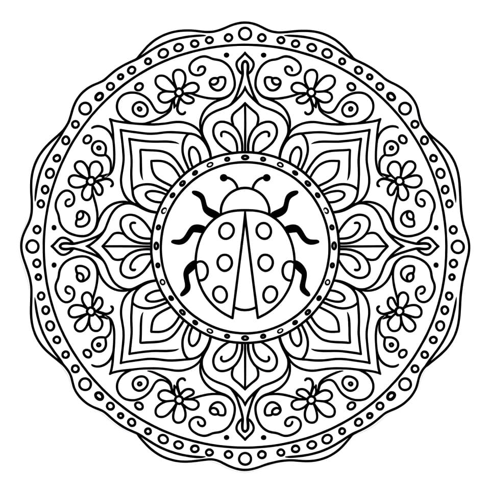 Coloriage Mandala: Coccinelle pour enfants Mandalas