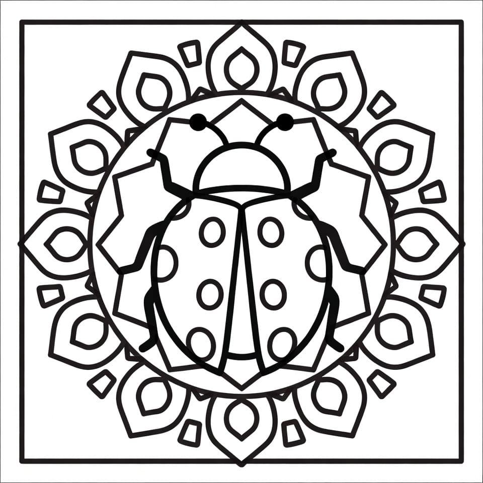 Coloriage Mandala: Coccinelle simple Mandalas