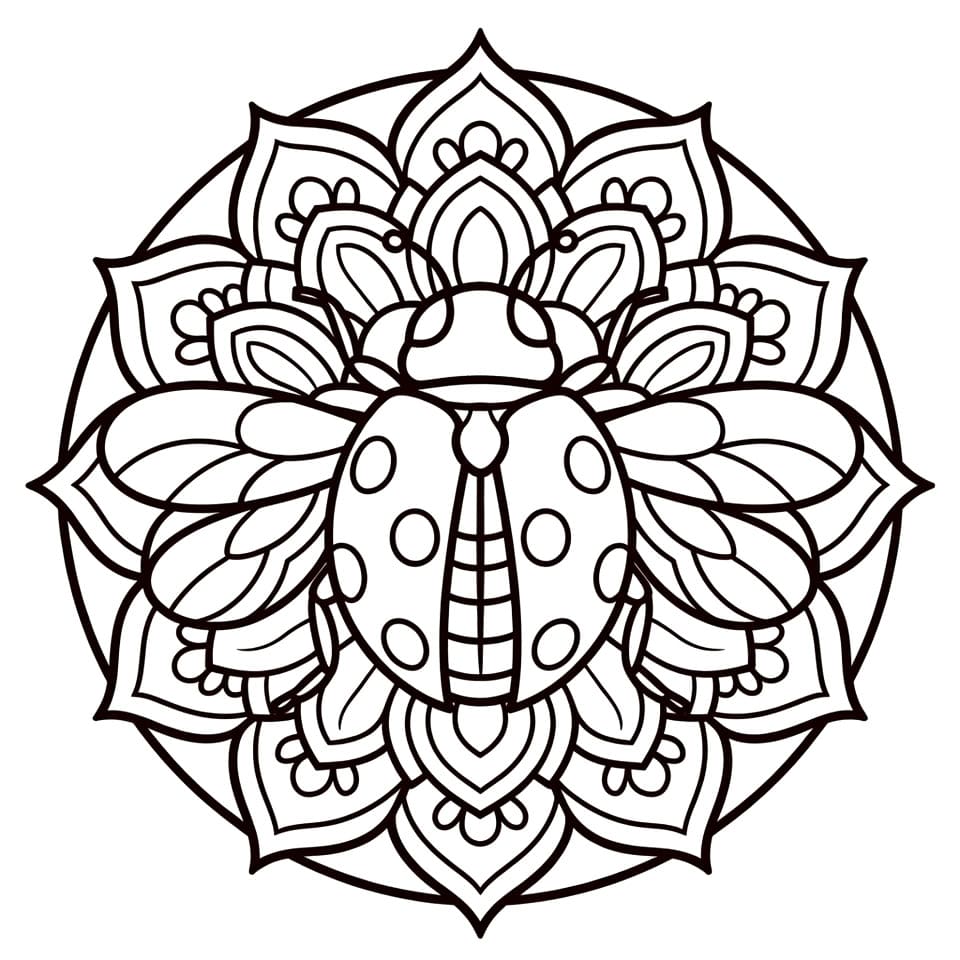 Coloriage Mandala: Coccinelle Téléchargement Gratuit Mandalas