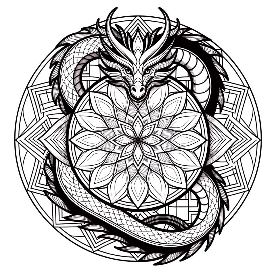 Coloriage Mandala: Dragon Cool Mandalas