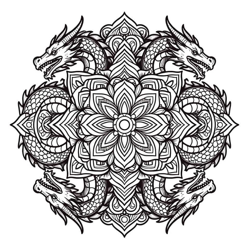 Coloriage Mandala Dragons Mandalas