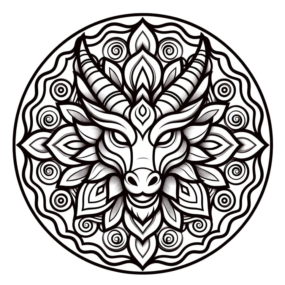 Coloriage Mandala: Dragon enragé Mandalas