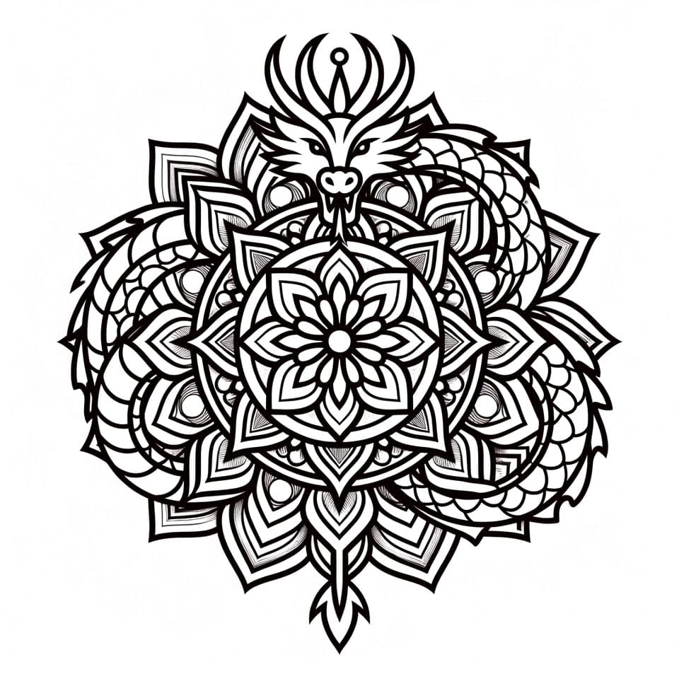 Coloriage Mandala: Dragon gratuit Mandalas