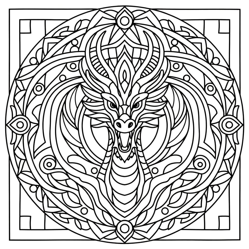 Coloriage Mandala: Dragon téléchargement gratuit Mandalas