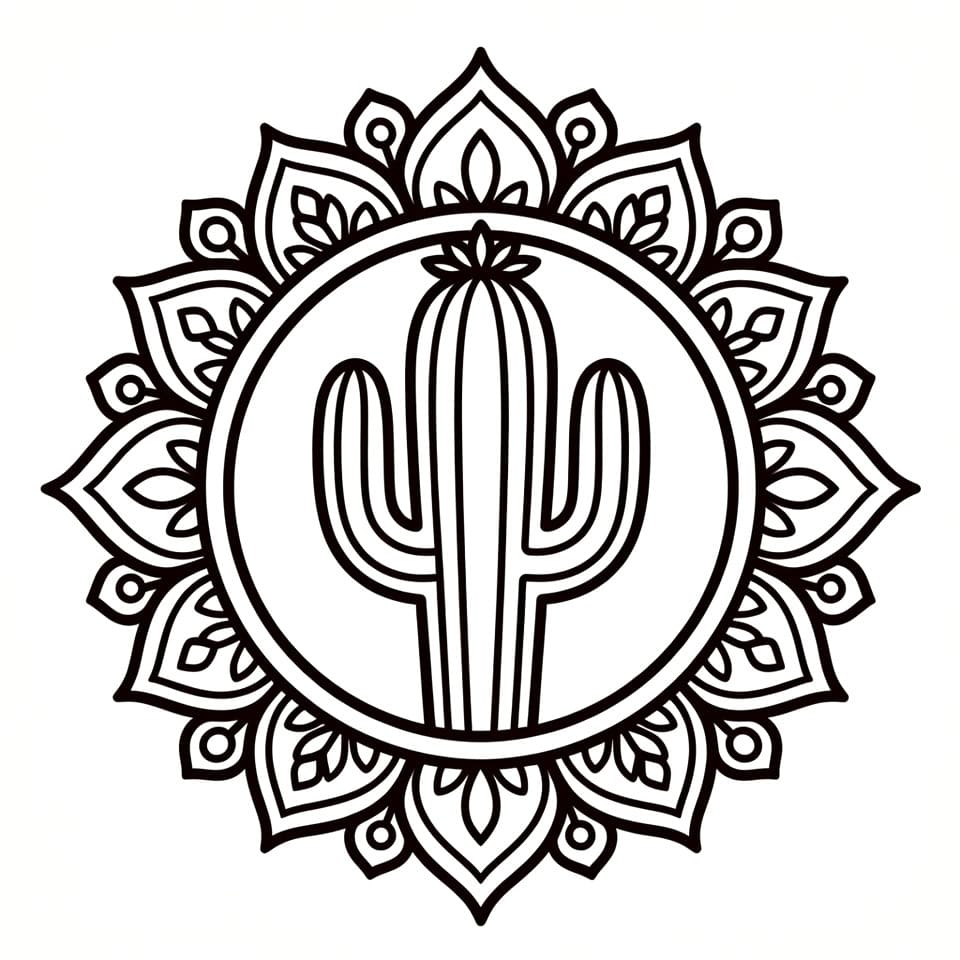 Coloriage Mandala: Facile Cactus Mandalas
