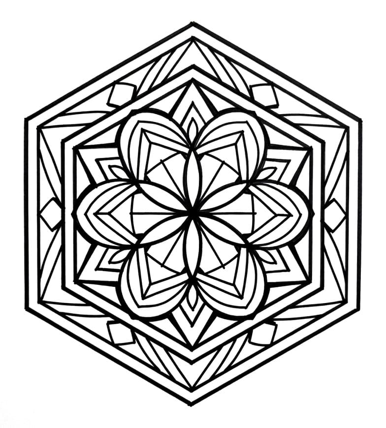 Coloriage Mandala: Facile Hexagone Mandalas
