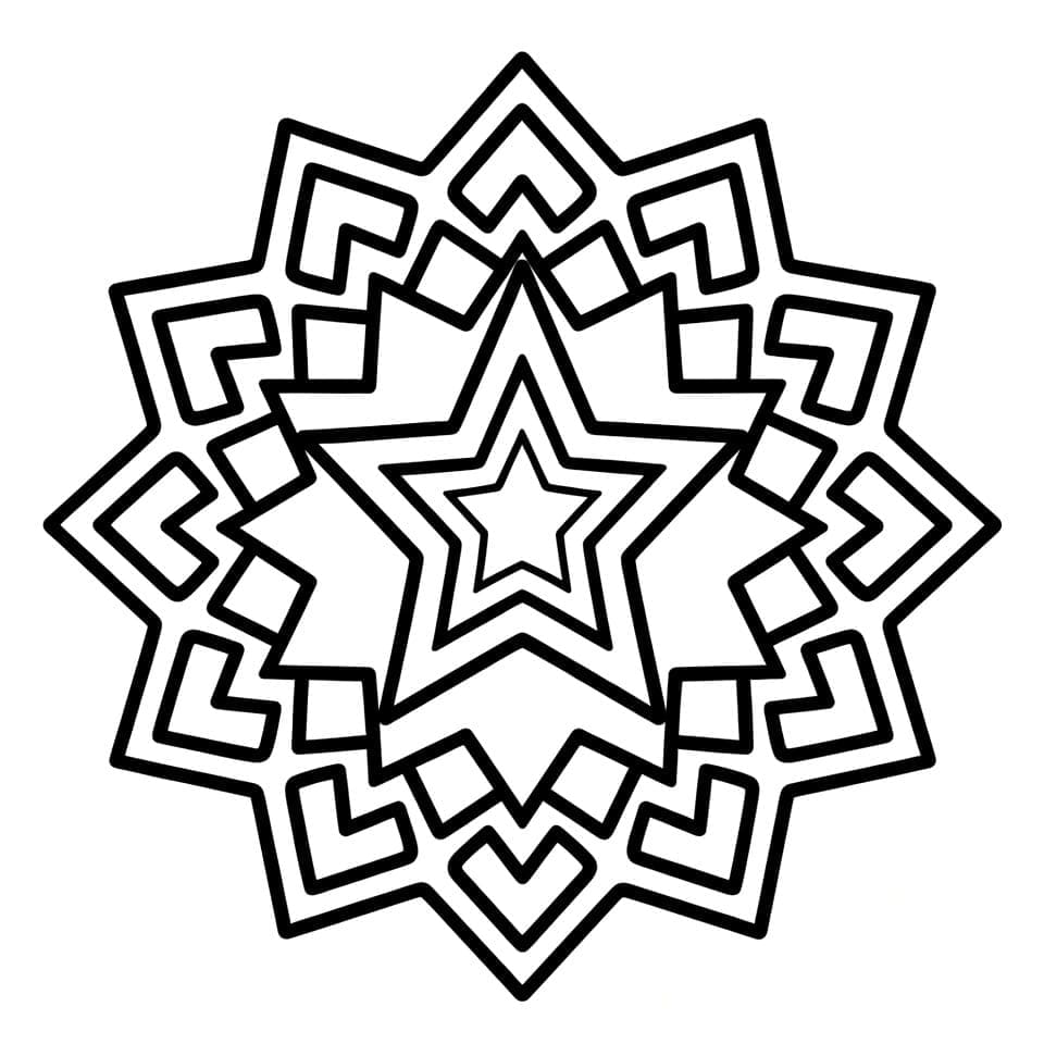 Coloriage Mandala: Facile Étoile Mandalas