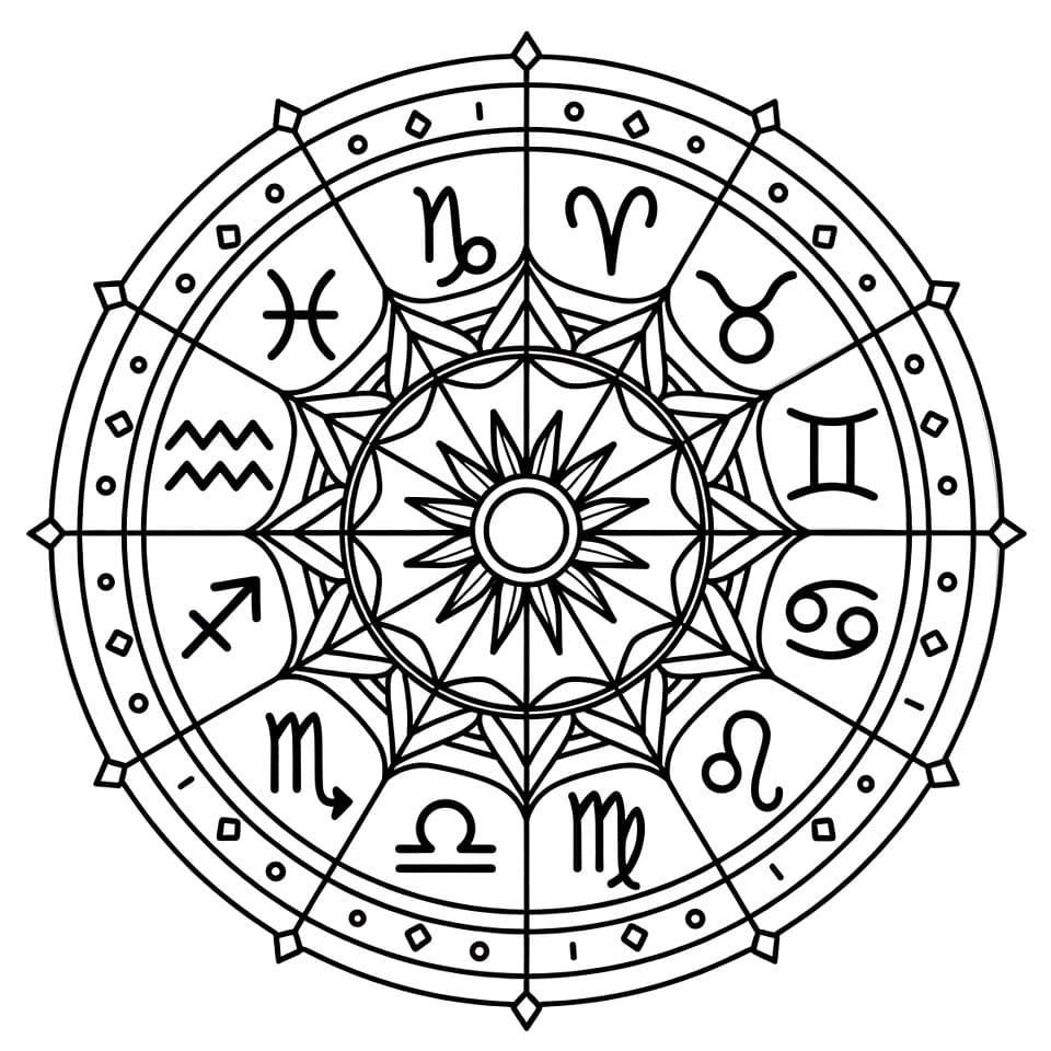 Coloriage Mandala: Facile Zodiaque pour enfants Mandalas