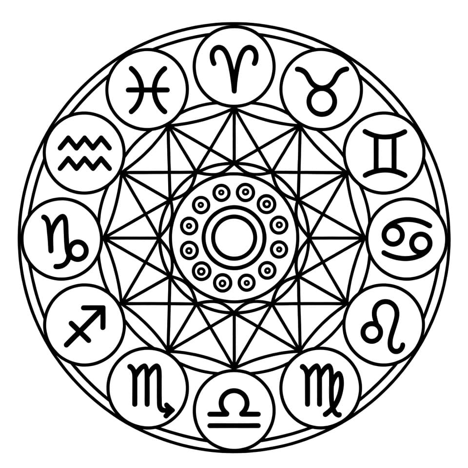 Coloriage Mandala: Facile Zodiaque Mandalas