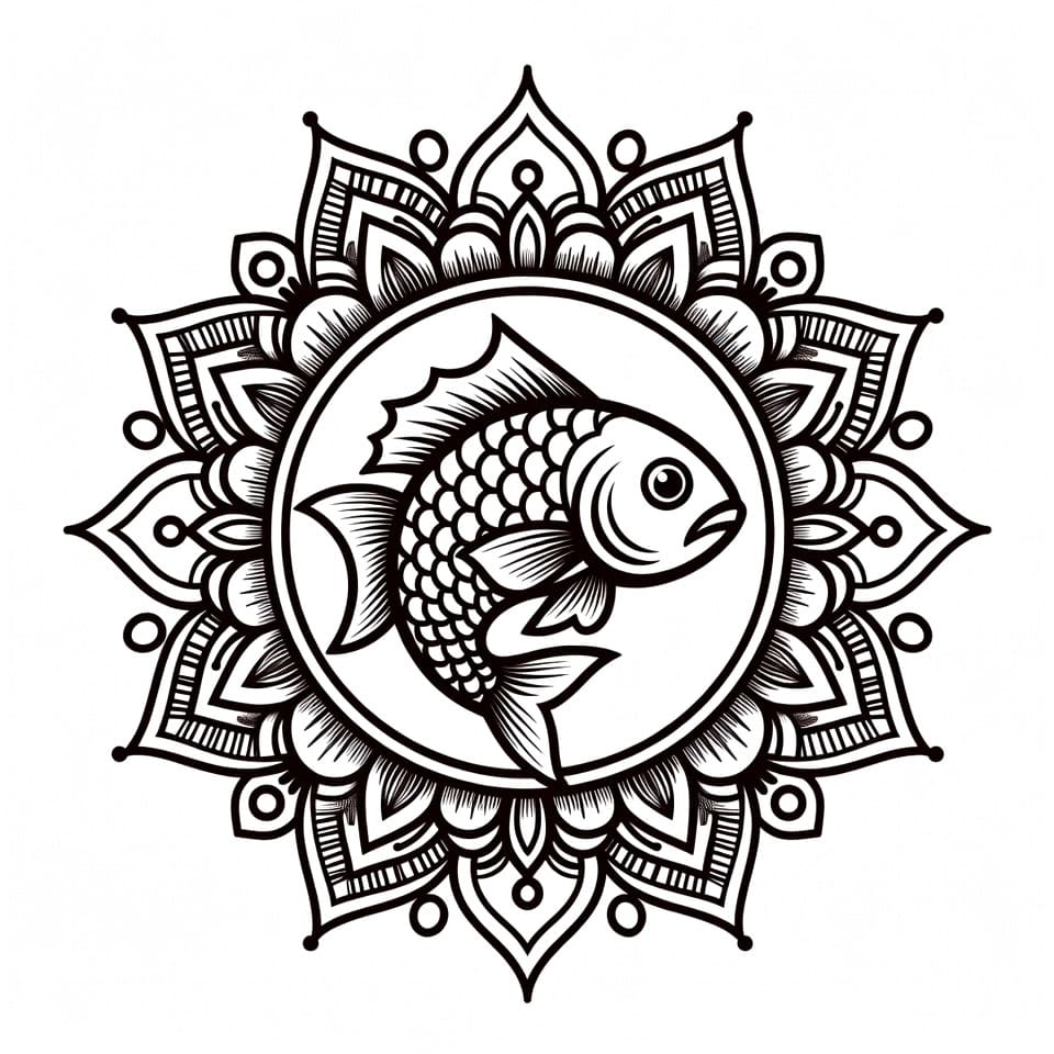 Coloriage Mandala: Gratuit Poisson Mandalas