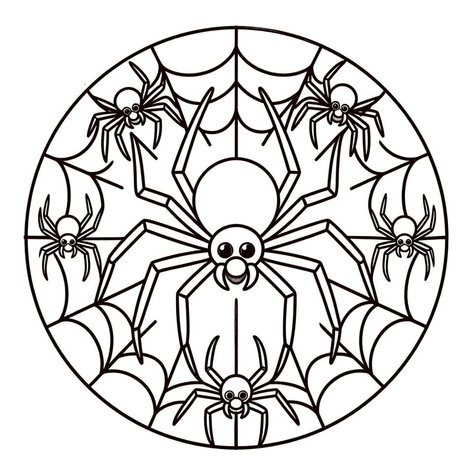 Coloriage Mandala: Grosse Araignée Mandalas
