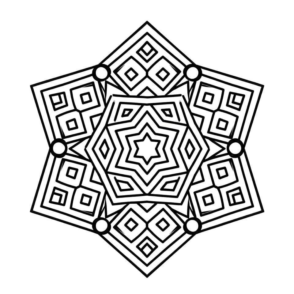 Coloriage Mandala: Hexagone abstrait Mandalas